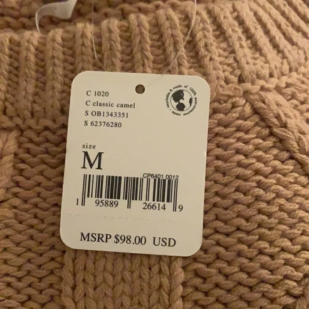 🆕Free People cable knit sweater camel M